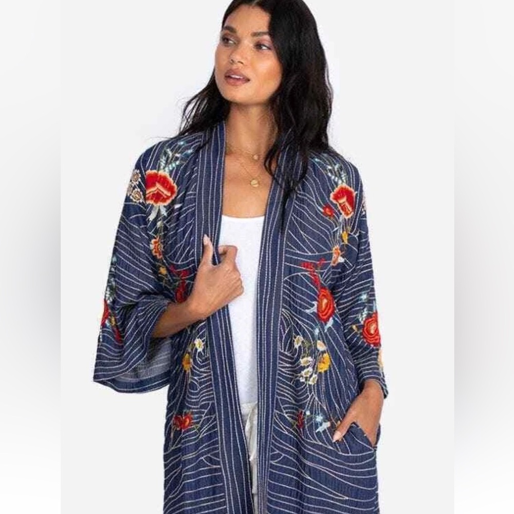 Johnny Was Blue Floral Kimono